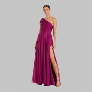 open lace back dress Metallic Gold Pleated One-Shoulder Evening Gown – Shimmering Formal Dress  with Draped Cape